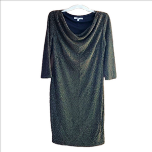 Holiday Dress! Black with Gold Embellishment Bodycon Size 8 By Cleo EUC